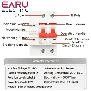 1P 2P 3P 4P TUYA APP WIFI Disyuntor Temporizador Control remoto por voz Smart Life <span class=keywords><strong>Interruptor</strong></span> inteligente automático WIFI EAWMCB - Product Image 3
