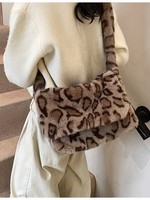 Nouveau sac à bandoulière en fausse fourrure imprimé léopard avec boucle magnétique, sac étudiant à grande capacité, doublure en polyester