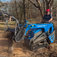 Derette V1000 Mini Skid Steer Loader dengan Aksesoris Bucket Grapple Mulcher Brush Cutter, Mesin Diesel Kubota 25HP, Dijual