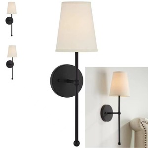 Lámpara de Pared de Hierro Estilo Nórdico Americano Moderno, Luz LED Regulable de Estilo Rústico para Sala de Estar, Dormitorio, Balcón, con Pantalla de Tela - Product Image 2