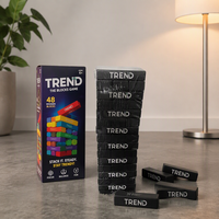 Jeu de Tour de Blocs en Bois Personnalisable avec Logo – Jeu Classique d'Empilage Montessori – Jouets Éducatifs pour Enfants, Adultes et Faveurs de Fête en Famille