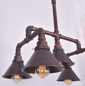 Patina di rame Industriale 5 Luce <span class=keywords><strong>Lampadario</strong></span> <span class=keywords><strong>in</strong></span> Cono Ombra Tubo di <span class=keywords><strong>Ferro</strong></span> <span class=keywords><strong>Battuto</strong></span> Appeso Pendente di Illuminazione Verso Il Basso - Product Image 3
