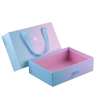 Luxuriöse Farbverlauf Rosa-Blau Ausziehbare Geschenkbox, Leere Karton-Schubladenbox für Kleidung, Schuhe, Socken, Geburtstagsgeschenk-Verpackung