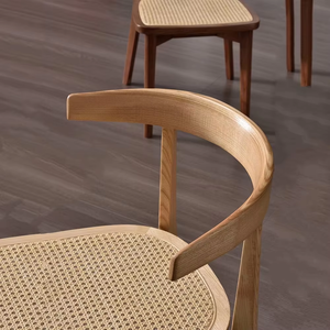 Silla de comedor nórdica con respaldo de cuerno, silla lateral de madera con asiento tapizado, muebles de comedor para el hogar, cafetería, restaurante, asientos opcionales. - Product Image 6