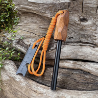 Premium All Weather Orange Green Fire Starter Flint Manche en bois Acier pour les sports de plein air et les kits de camping