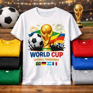 T-shirt de football personnalisé pour la Coupe du monde pour hommes - T-shirt graphique de football, options multicolores, vente en gros disponible - Product Image 1