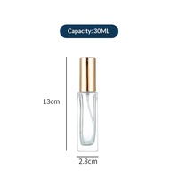Flacon de parfum en verre de luxe 30 ml, pompe à vaporiser dorée, design carré transparent pour femmes et hommes, emballage de parfum, logo personnalisé