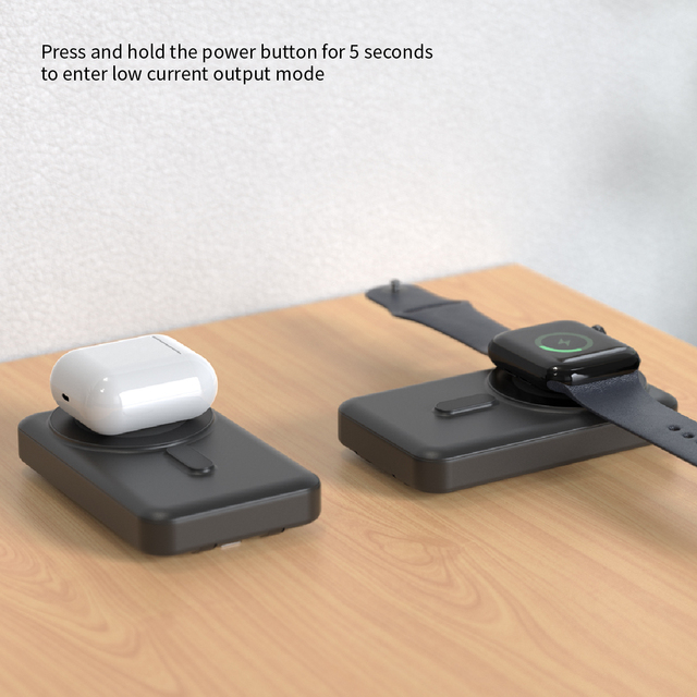 Portable Magnetic Power Bank 10000mAh with Foldable Stand PD 20W Type-C & Built-in Cable Fast Charger for Phone & Watch