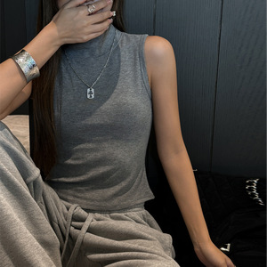 Chaleco sin mangas para mujer, top interior <span class=keywords><strong>de</strong></span> alta gama para otoño e invierno, camiseta base acanalada elegante y personalizada - Product Image 4