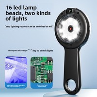New Selling 500X 16 LED Acrylic Lens Magnifying Mirror Kids Science Tool Mini Pocket Microscope Digital Magnifier Toy