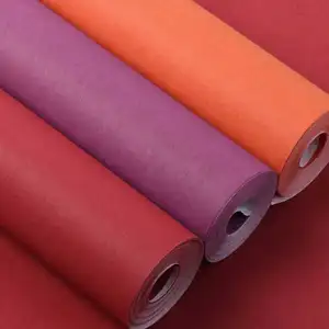Modern Fibber Panjang Warna Solid Merah Oranye Ungu Wallpaper Dekorasi Rumah untuk Ruang Tamu Kamar Tidur Dinding Non Woven Papiers Peints