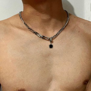 Collana a <span class=keywords><strong>catena</strong></span> con ciondolo HipHop in acciaio inossidabile alla moda, Versatile Design semplice per catene di moda per feste - Product Image 4