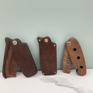 Di alta qualità in legno di sandalo nero 2026 pettine pieghevole nero sandalo in legno Custom pieghevole pettini per barba <span class=keywords><strong>Set</strong></span> - Product Image 3