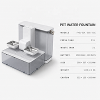 Fontaine à eau intelligente sans fil USMILEPET pour animaux de compagnie, fontaine à boire automatique pour chats et chiens, 5,5 L, design à double bol amovible