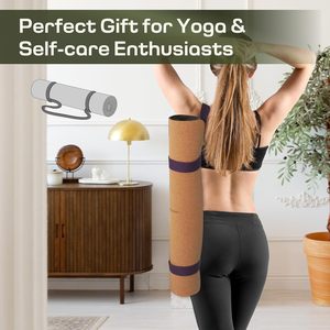 Tapis de yoga en liège et caoutchouc naturel, épaissi, absorbant la transpiration, avec lignes de posture gravées et système d'alignement pour l'entraînement professionnel - Product Image 4