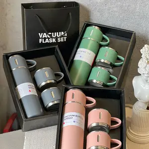 Set di scatole regalo Business con Logo personalizzato 304 in acciaio inossidabile Thermos termico sottovuoto tazza fiaschetta per bottiglie d'acqua con coperchi 3 pezzi