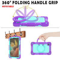 Étui de protection robuste en silicone PC à 3 couches pour tablette Samsung Galaxy Tab A9 A11 8,7 pouces, avec poignée et bandoulière