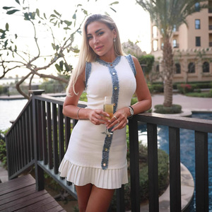Robe de couture femmes été nouvelle jupe tricotée à volants sans manches - Product Image 4