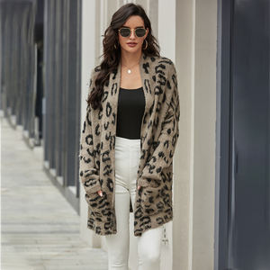2020 di autunno di Inverno Delle Signore Sexy Della Stampa Del Leopardo <span class=keywords><strong>Maglia</strong></span> Cardigan Lungo Maglione Delle Donne - Product Image 3