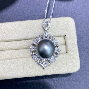 Nouvelle bague pendentif en argent pur S925 avec perle naturelle de 12-13 mm, face ronde impeccable sur chaîne en argent, accessoire de vêtement pour femme, cadeau - Product Image 2