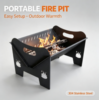 Brasero de camping pliable et détachable en acier inoxydable, avec gril barbecue intégré, portable pour camping-car et pique-nique