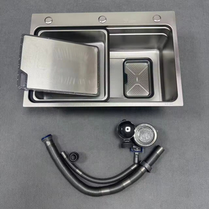 Fregadero de cocina de un solo cuenco Rectangular moderno hecho a mano de acero inoxidable 304 cuenco único cepillado excelente tratamiento de superficie Nano - Product Image 1