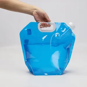 Water Bag Fabrikant Drinken Blauw Transparant Plastic Draagbare Herbruikbare 5 Liter Water Bag Pouch