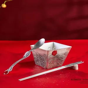 999银器设计制造银碗银筷子银勺定制餐具模具设计加工