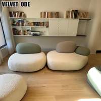 Nouveauté Canapé en tissu de luxe haut de gamme en forme de galet Cadre en bois massif Structure robuste Meubles durables pour villa et appartement