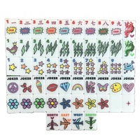 Jeu de Mahjong Américain Personnalisé Pop Art – Tuiles en Acrylique à Motifs Étoile, Éclair, Fleur, Avion, Dragon, Paix, Arc-en-ciel – Idéal pour les Fêtes