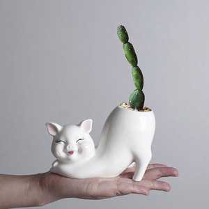 Vaso per Piante Grasse a Forma di Coda di Gatto in Ceramica, Vaso Creativo a Forma di Coda di Scimmia per Cactus e Piante Succulente - Product Image 6