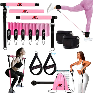 Kit de Barra de Pilates con Hebilla de Ajuste de Metal Resistente para Hombres y Mujeres, Barra de Pilates Multifuncional para Ejercicio de Cuerpo Completo - Product Image 1