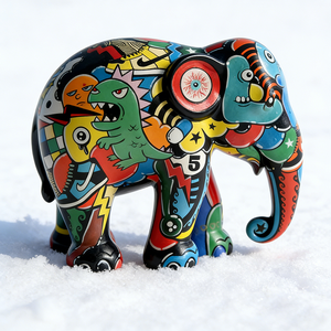 Sculpture d'éléphant peinte à la main, figurine d'art en résine pour <span class=keywords><strong>salon</strong></span> moderne - Product Image 3