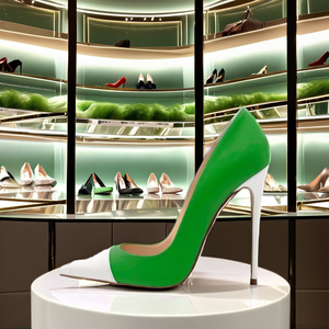 2024 Scarpe con Tacco Alto Verde <span class=keywords><strong>e</strong></span> Bianco da <span class=keywords><strong>Donna</strong></span>, 12CM, Punta Affusolata, Patchwork, Scarpe Eleganti Estive - Product Image 3