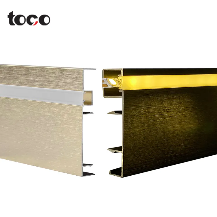 Toco एल्यूमीनियम एलईडी झालर बोर्ड सामान बहु-रंग के लिए झालर Baseboard मंजिल आधार बोर्ड मोल्डिंग धातु Baseboard