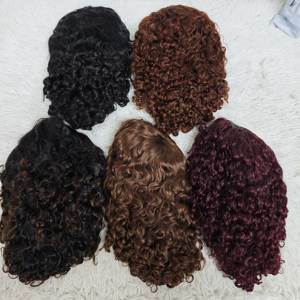 Promoción al por mayor: Peluca bob corta de ondas de agua de $35, pelucas de cabello humano con flequillo y rizos de agua para mujer, peluca completa hecha a máquina con flequillo, 210 gramos - Product Image 3