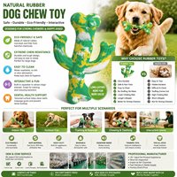 Jouet à mâcher pour chien en caoutchouc biodégradable et résistant aux déchirures, en forme de cactus, non toxique, pour la vente en gros, articles pour animaux de compagnie