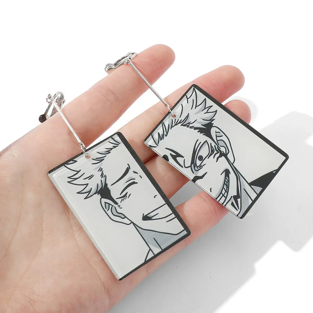 Customized cartoon design metal earring fashion S925 silver hook anime soft enamel earrings with epoxy