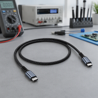 Câble de données USB Type-C vers Type-C mâle/femelle 60W 480 Mbps, plaqué or cuivre, IP55, tressé en nylon, 1M/2M