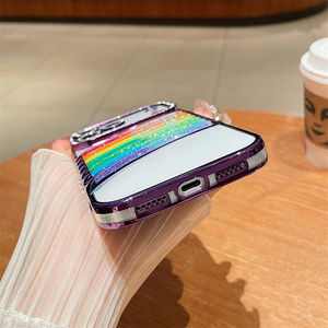 Cover per Cellulare in TPU Elettroplaccato con Effetto Sabbie Mobili Trasparente e Liquido Fluente Arcobaleno per iPhone 17 Air 16 15 14 13 12 Pro Max - Product Image 4