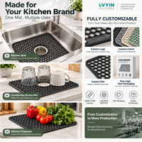 Tapis de protection d'évier en silicone sur mesure, personnalisable (couleur, logo), qualité alimentaire, résistant à la chaleur, avec drainage alvéolé, OEM ODM