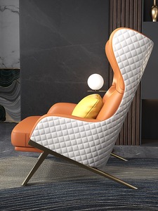 Luxury Home Furniture Modern Lounge <strong>Arm</strong> <strong>Chair</strong> with Stool Metal Leg Leisure <strong>Single</strong> Living Room <strong>Chairs</strong> Set - Product Image 4