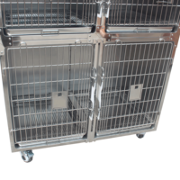 Cage vétérinaire modulaire double couche avec plateau de récupération à verrouillage automatique, poteau IV, roulettes à frein mobiles et porte de chambre à oxygène personnalisable