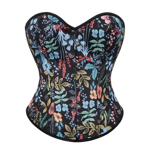 Fleur Feuilles <span class=keywords><strong>Bustier</strong></span> Top Sans Bretelles Basques Overbust Corset Slim Fit Teen-girl Outfit - Product Image 1