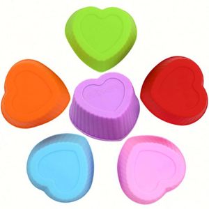 Moule à gâteau en silicone en forme de cœur de 7 cm, écologique, avec logo personnalisé, pour muffins et cupcakes, imprimé en sérigraphie, DIY OEM/ODM - Product Image 2