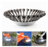 8 pouces avec kit d'outils Outil de jardin Tête de débroussailleuse Tondeuse à gazon Coupe-herbe Tête de désherbage Roue en fil d'acier Brosse de jardin