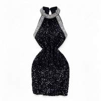 Robe de soirée élégante sans manches, ajustée, à paillettes, de haute qualité, pour femmes, noire, pour soirée, bal, Xuanzhige
