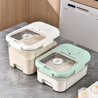 Conteneur hermétique pour le stockage du riz 10 kg avec couvercle de suivi de date, distributeur de céréales anti-insectes pour l'organisation du garde-manger de la cuisine