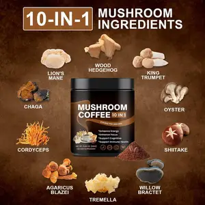 Julyherb kopi jamur kelas makanan kualitas terbaik dengan surai singa l-theanine 160g per kaleng