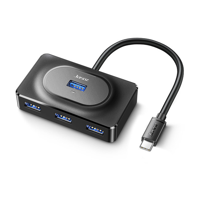 Jasoz Black USB C Docking Station 4-Port Type C to USB 3.0 Hub High-Speed Transmission 300MB/S Compatible U Disk Mouse Stock